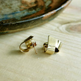 Stamped Chevron Cuff Earrings (Brass)