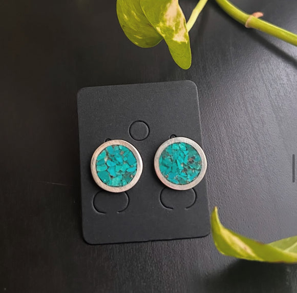 Turquoise Disc Stud Earrings