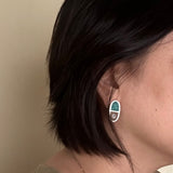 Turquoise & Wood Oval Stud Earrings