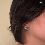 Turquoise & Wood Disc Stud Earrings