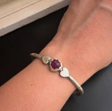 Ruby Heart Cuff Bracelet