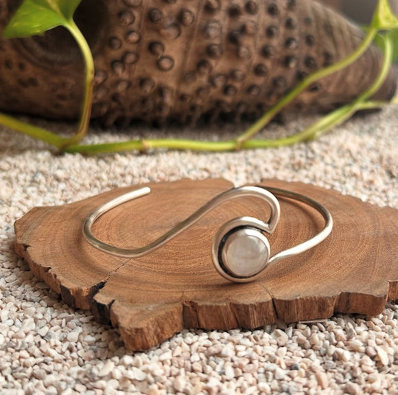 Moonstone Wave Cuff Bracelet