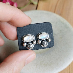 Moonstone Flower Stud Earrings
