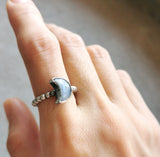 Crescent Moonstone Sterling Silver Ring (Sizes 6.5)