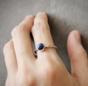 Lapis Lazuli Sterling Silver Stacking Ring (Sizes 7)