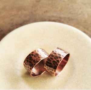 Copper Hammered Ring Band (Size 9)