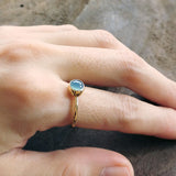 Blue Chalcedony Stacking Brass Ring (Size 6.5)