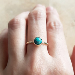 Turquoise Stacking Brass Ring (Size 7)