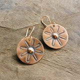 Flower Disc Dangling Earrings (Copper)