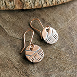 Copper Textured Disc Earrings