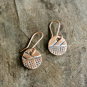 Copper Textured Disc Earrings