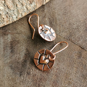 Copper Heart Disc Earrings