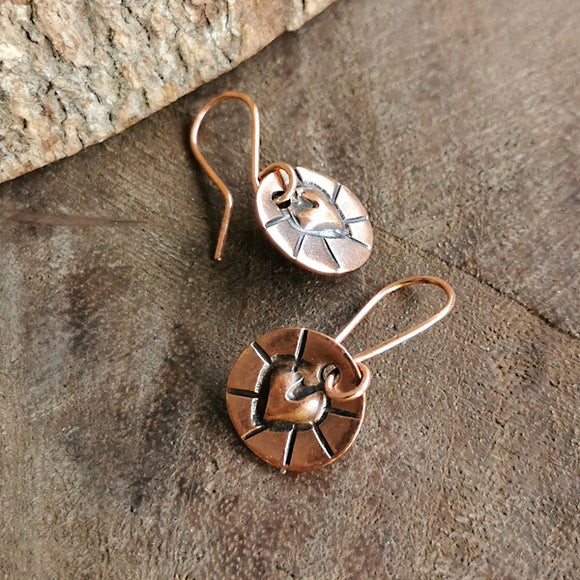 Heart Dangling Earrings (Copper)