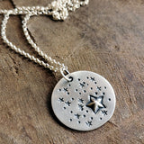 Silver Star Disc Necklace